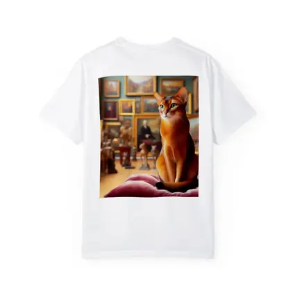 Abyssinian Cat Sitting in Art Gallery