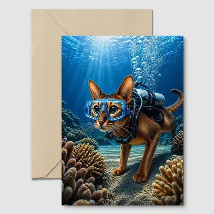 Abyssinian Cat Scuba Diving Coral Reef