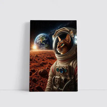 Abyssinian Cat Astronaut on Mars Surface