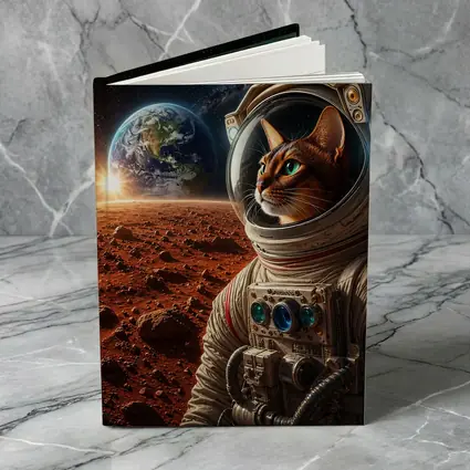 Abyssinian Cat Astronaut on Mars Surface