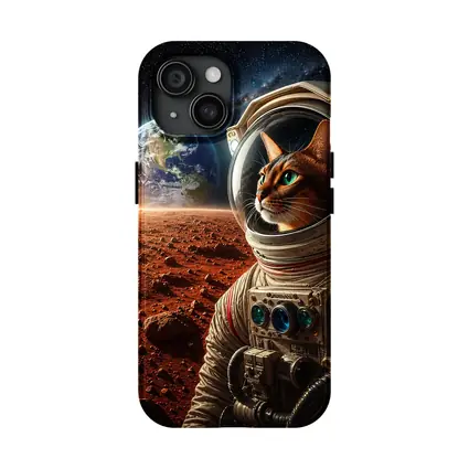 Abyssinian Cat Astronaut on Mars Surface