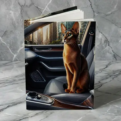 Abyssinian Cat Inside Luxury Car Interior