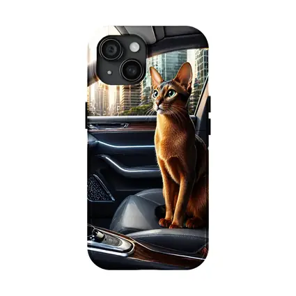 Abyssinian Cat Inside Luxury Car Interior