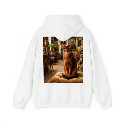 Abyssinian Cat Sitting in Ornate Gallery