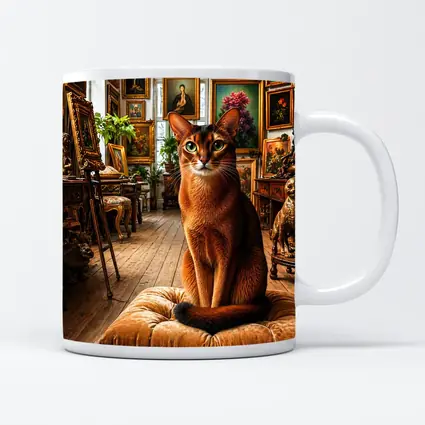 Abyssinian Cat Sitting in Ornate Gallery