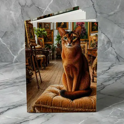 Abyssinian Cat Sitting in Ornate Gallery