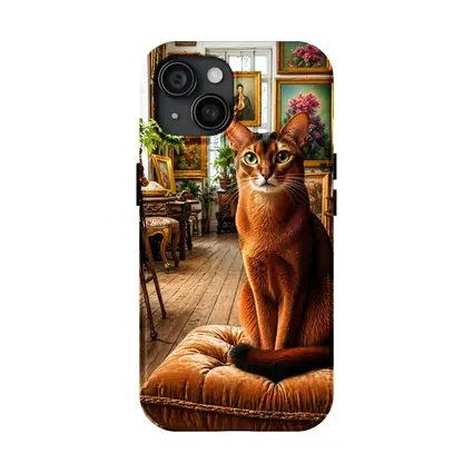 Abyssinian Cat Sitting in Ornate Gallery