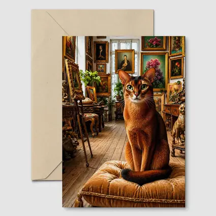 Abyssinian Cat Sitting in Ornate Gallery