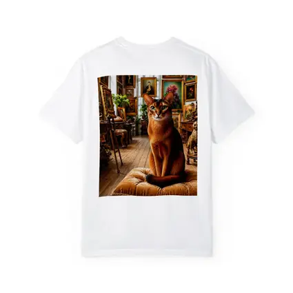 Abyssinian Cat Sitting in Ornate Gallery