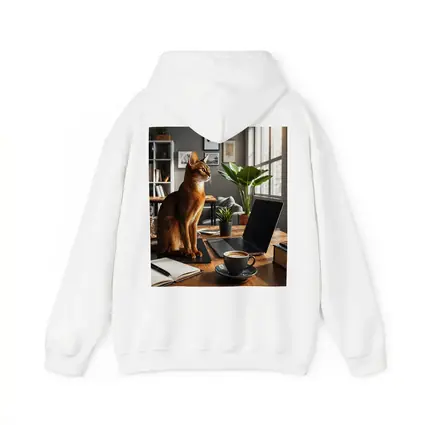 Abyssinian Cat Sitting in Modern Home Office