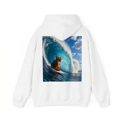 Abyssinian Cat Surfing Giant Ocean Wave