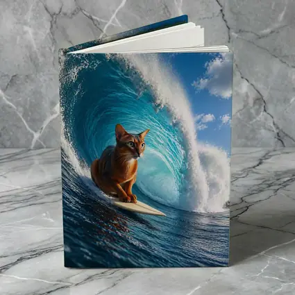 Abyssinian Cat Surfing Giant Ocean Wave