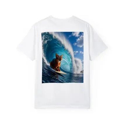 Abyssinian Cat Surfing Giant Ocean Wave