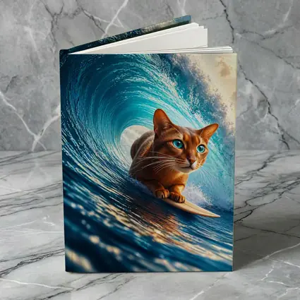 Abyssinian Cat Surfing Giant Ocean Wave