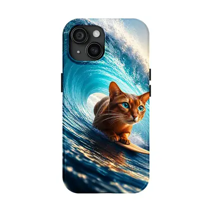 Abyssinian Cat Surfing Giant Ocean Wave