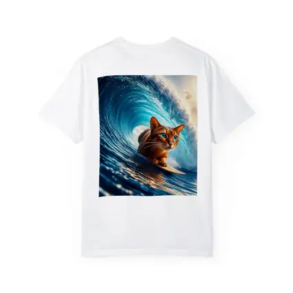 Abyssinian Cat Surfing Giant Ocean Wave