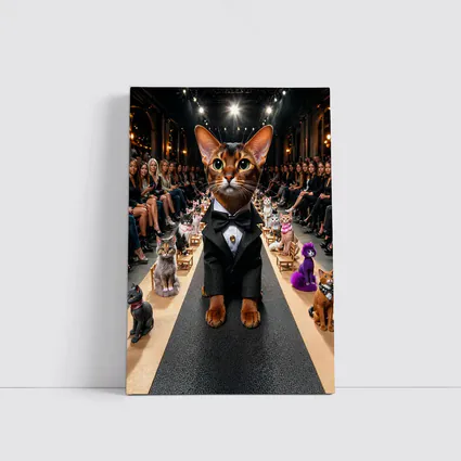 Abyssinian Cat Tuxedo Fashion Runway Show