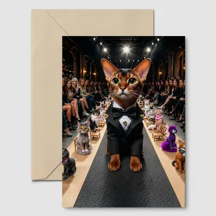Abyssinian Cat Tuxedo Fashion Runway Show