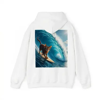Abyssinian Cat Surfing Massive Ocean Wave