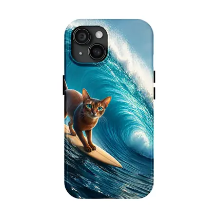 Abyssinian Cat Surfing Massive Ocean Wave
