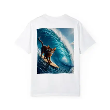 Abyssinian Cat Surfing Massive Ocean Wave