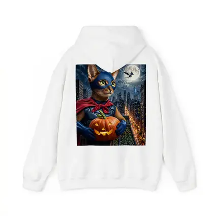 Abyssinian Superhero Cat City Night Halloween
