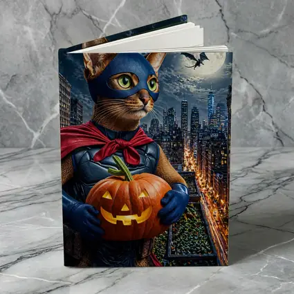 Abyssinian Superhero Cat City Night Halloween