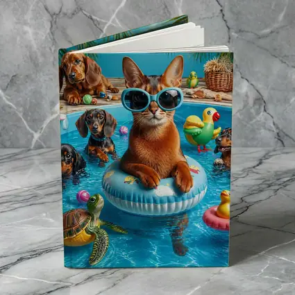 Abyssinian Cat Pool Party With Dachshunds