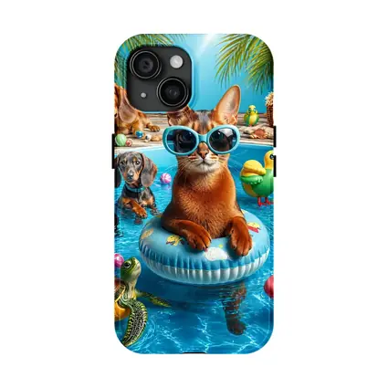 Abyssinian Cat Pool Party With Dachshunds