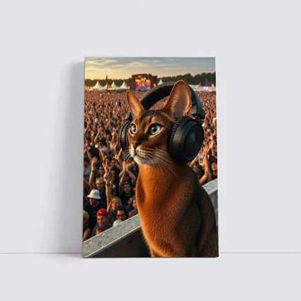 Abyssinian Cat Headphones Music Festival Crowd