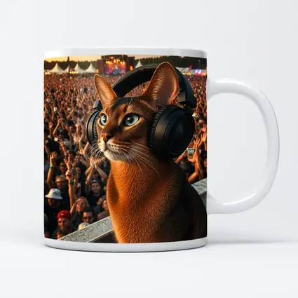 Abyssinian Cat Headphones Music Festival Crowd
