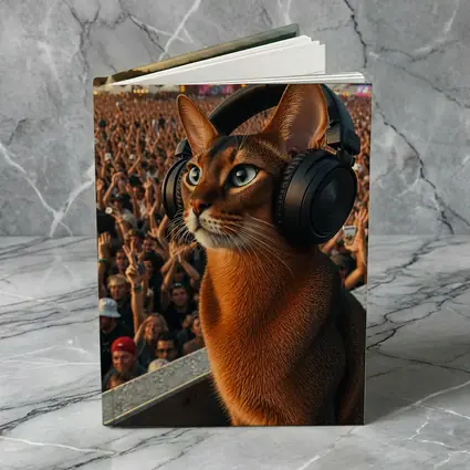 Abyssinian Cat Headphones Music Festival Crowd