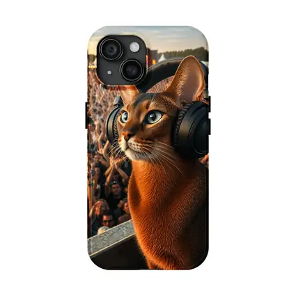 Abyssinian Cat Headphones Music Festival Crowd