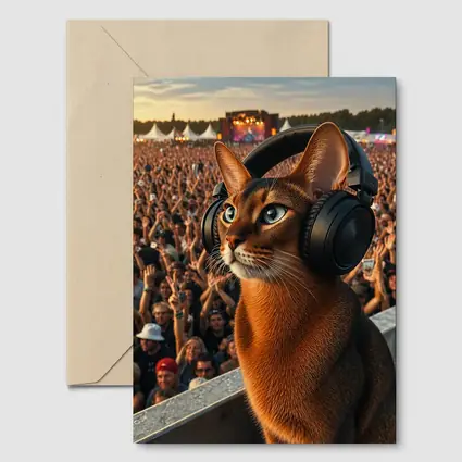 Abyssinian Cat Headphones Music Festival Crowd