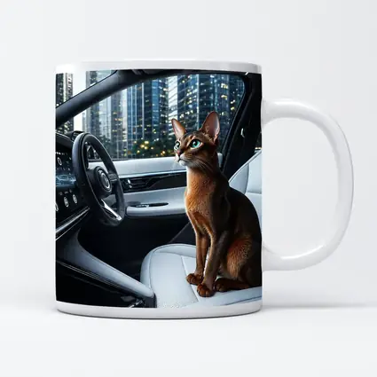 Abyssinian Cat Inside Modern Luxury Car