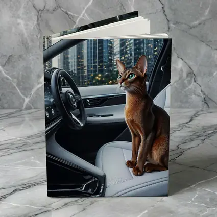 Abyssinian Cat Inside Modern Luxury Car