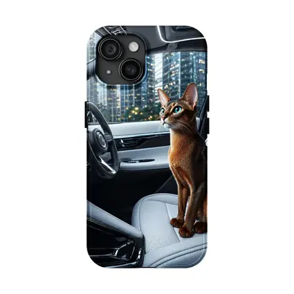 Abyssinian Cat Inside Modern Luxury Car