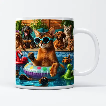 Abyssinian Cat Sunglasses Pool Party Summer