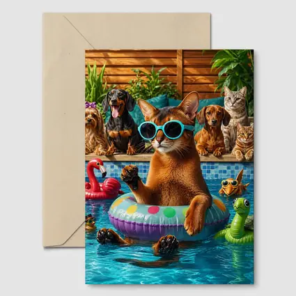 Abyssinian Cat Sunglasses Pool Party Summer