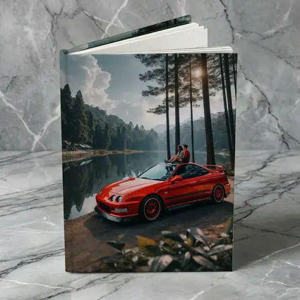 Red Acura Integra Parked by Forest Lake