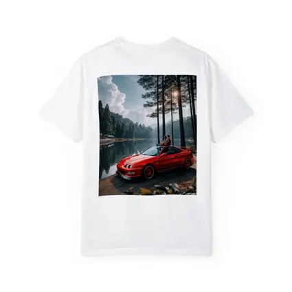 Red Acura Integra Parked by Forest Lake