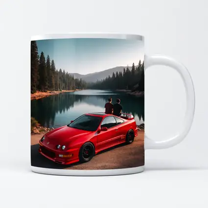 Acura Integra Red Car By Mountain Lake