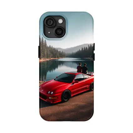 Acura Integra Red Car By Mountain Lake