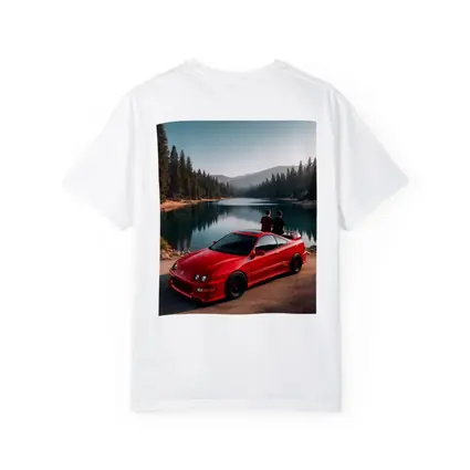 Acura Integra Red Car By Mountain Lake