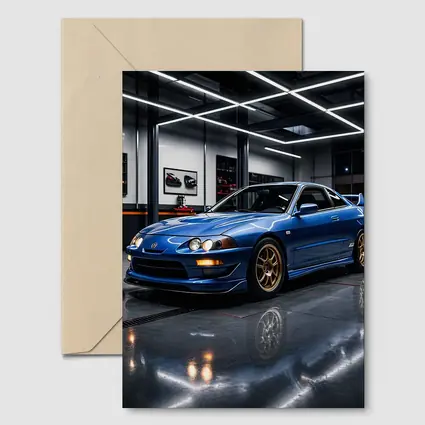 Acura Integra Blue Coupe in Garage