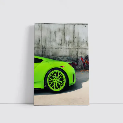 Acura NSX Lime Green Against Concrete Wall