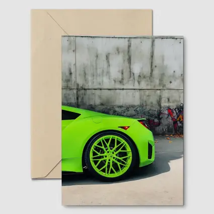Acura NSX Lime Green Against Concrete Wall