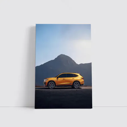 Acura MDX Orange SUV Mountain Background