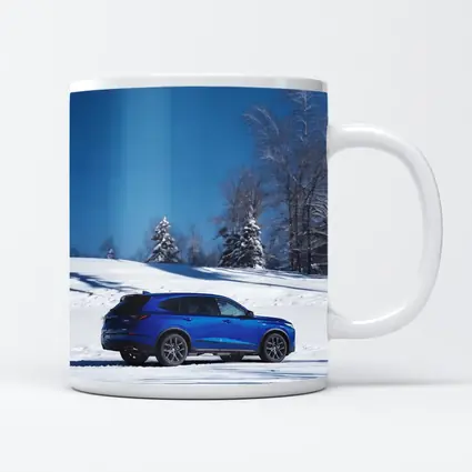 Acura MDX Blue SUV Snowy Winter Landscape
