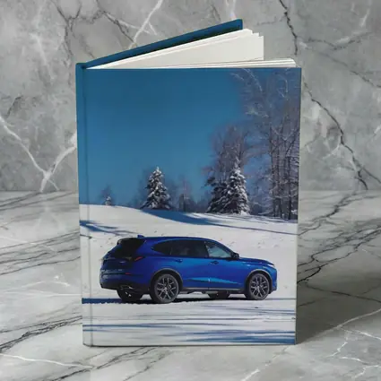 Acura MDX Blue SUV Snowy Winter Landscape